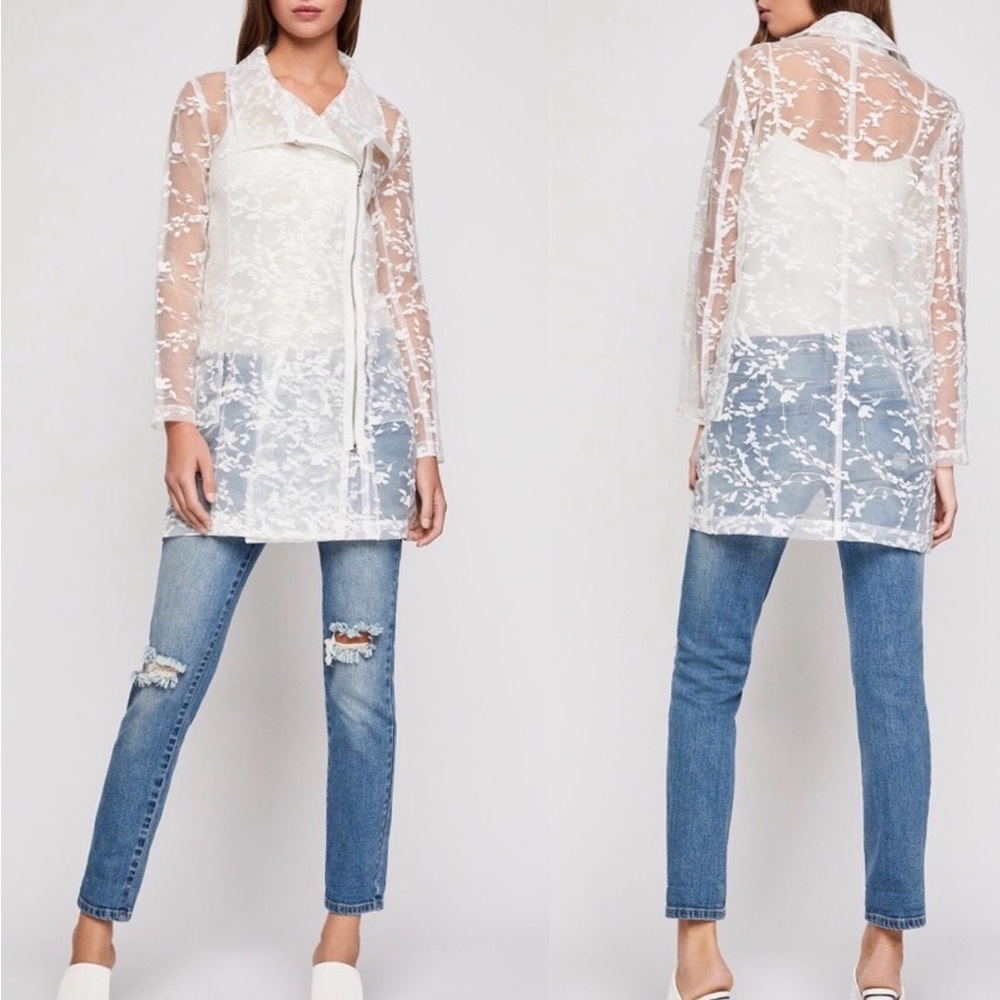 BCBGeneration White Sheer Lace Top